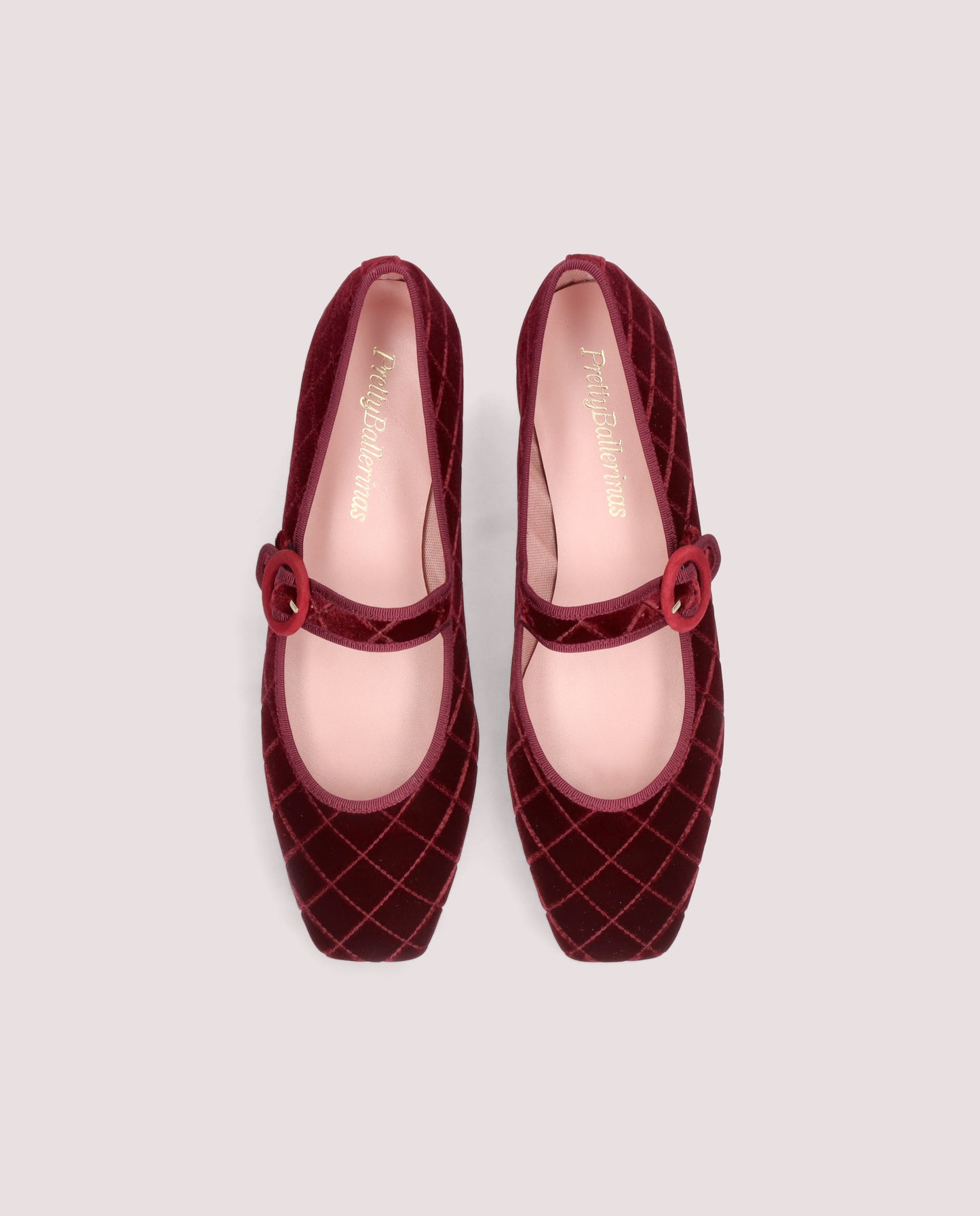 CAMILLE BURGUNDY QUILTED VELVET MARY JANE BALLET FLAT