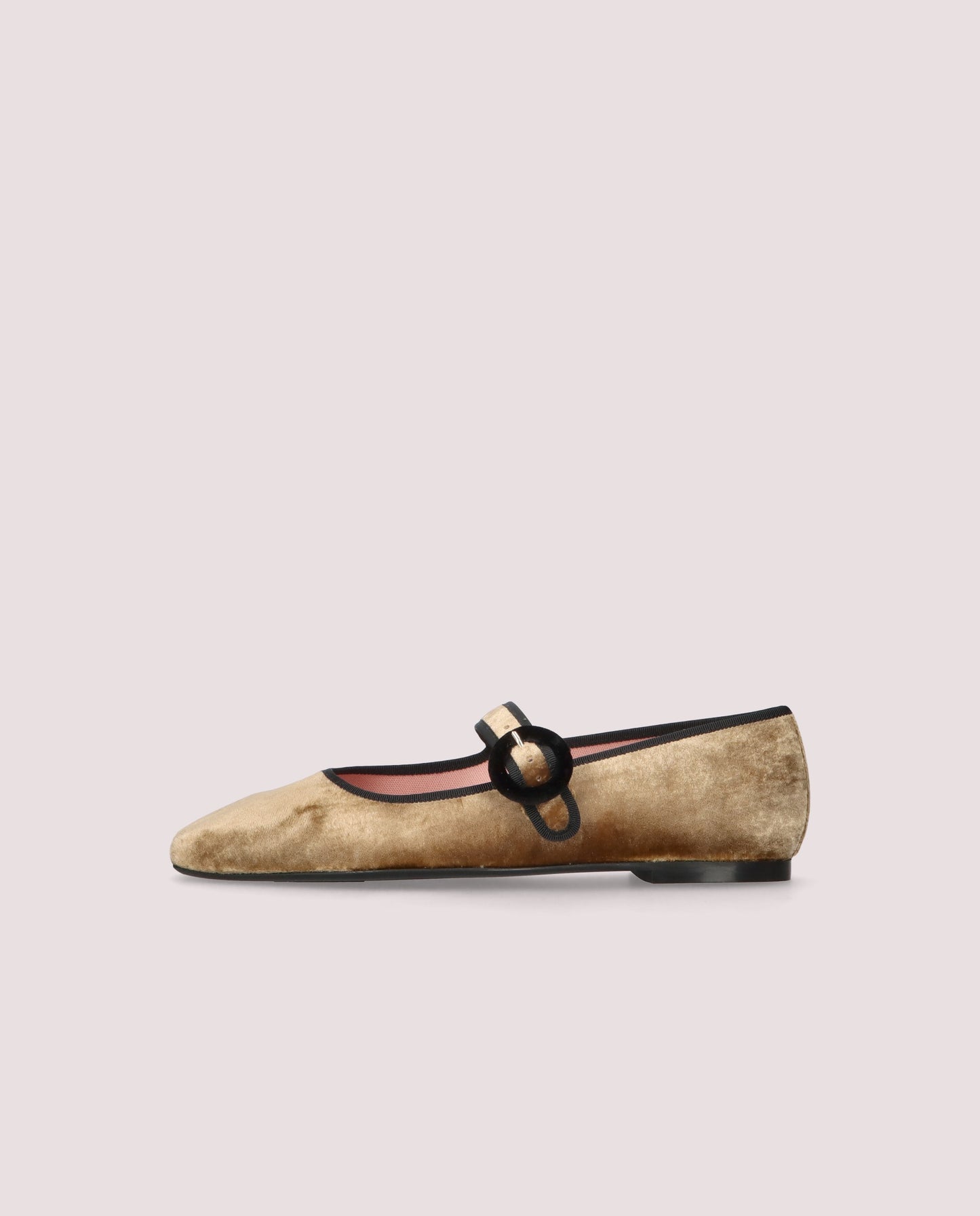 CAMILLE GOLD VELVET BLACK TRIM MARY JANE BALLET FLAT