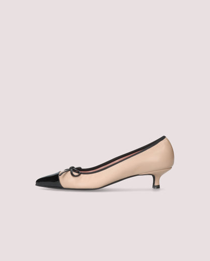 Ella Kitten Heel — Nude & Black