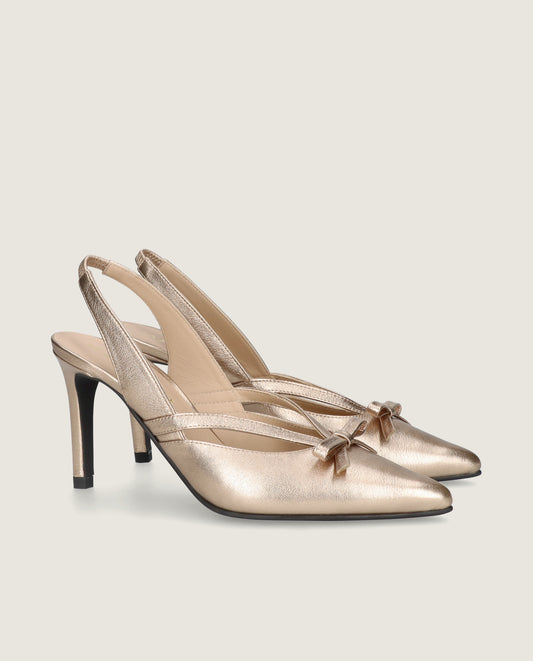 MASCARÃ“ SOPHIA METALLIC BOW POINTED SLINGBACK PUMP