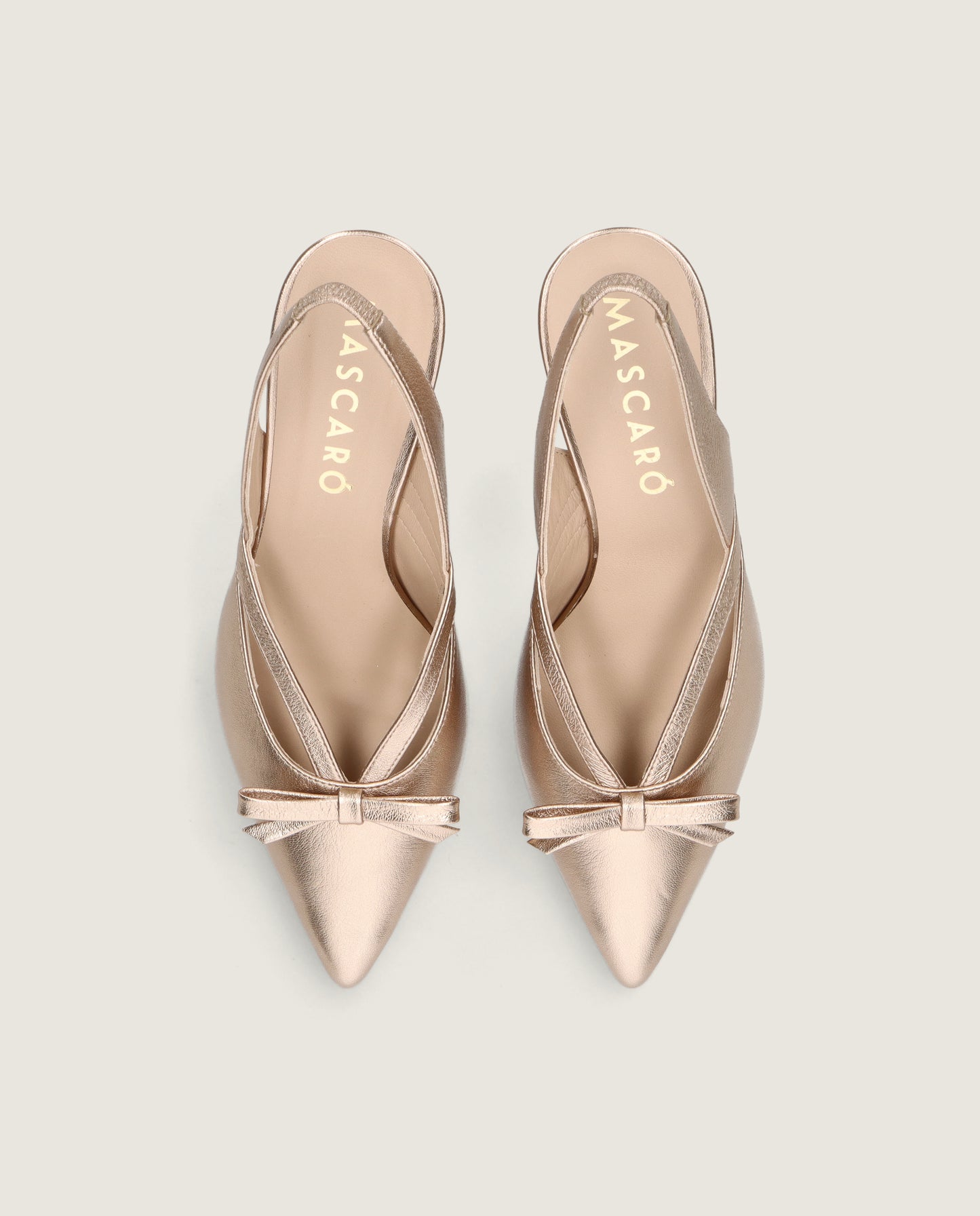 MASCARÓ SOPHIA METALLIC BOW POINTED SLINGBACK PUMP