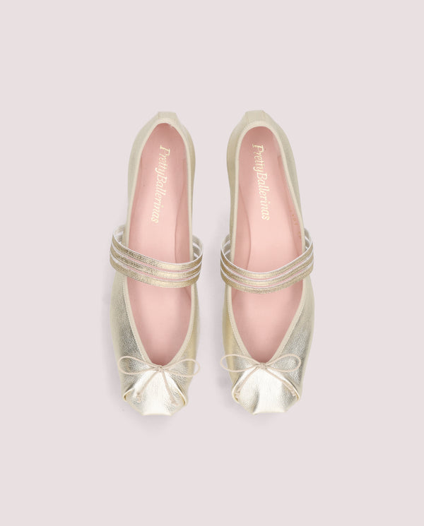 MARILYN GOLD METALLIC LEATHER MARY JANE BALLET FLAT