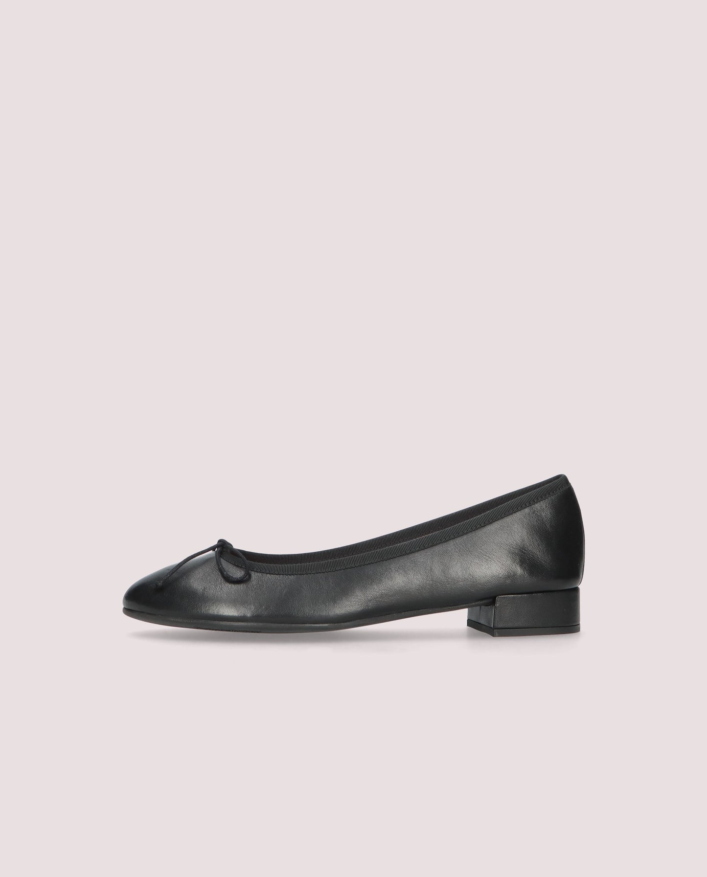 NICOLE BLACK LEATHER BOW LOW HEEL BALLET FLAT