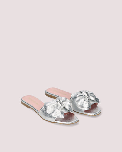 Stella Bow Slide — Silver Metallic