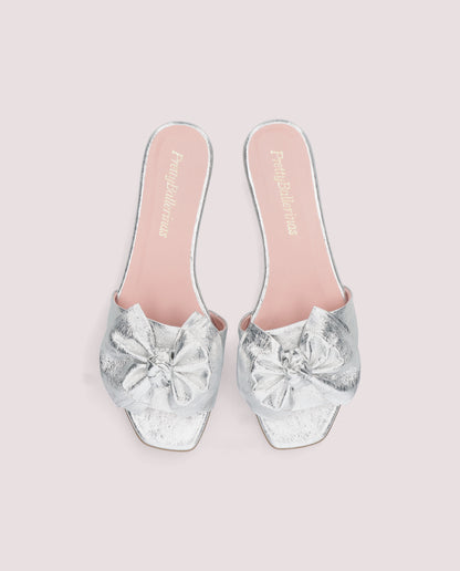Stella Bow Slide — Silver Metallic