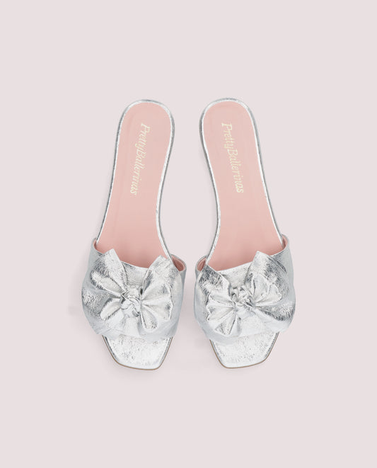 Stella Bow Slide — Silver Metallic