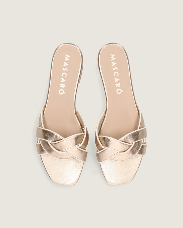 MASCARÓ GOLDIE METALLIC SLIDE SANDAL