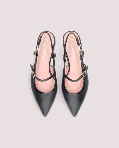 AUDREY BLACK LEATHER MARY JANE SLINGBACK