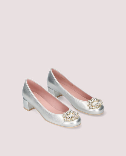Duchess Jewel Pump — Silver