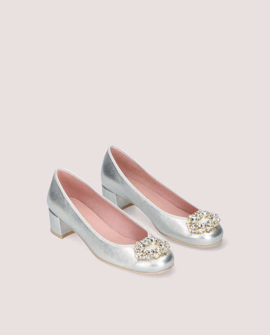 Duchess Jewel Pump — Silver