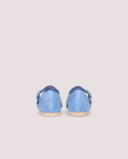 CAMILE BALLERINA IN SOFT BLUE SUEDE