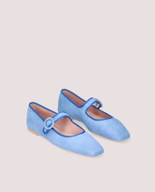 CAMILE BALLERINA IN SOFT BLUE SUEDE