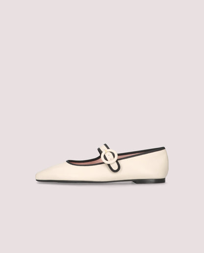 CAMILLE BALLERINA IN SOFT IVORY LEATHER