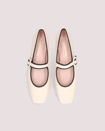CAMILLE BALLERINA IN SOFT IVORY LEATHER