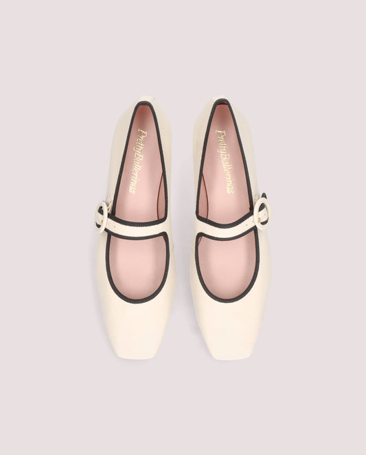 CAMILLE BALLERINA IN SOFT IVORY LEATHER
