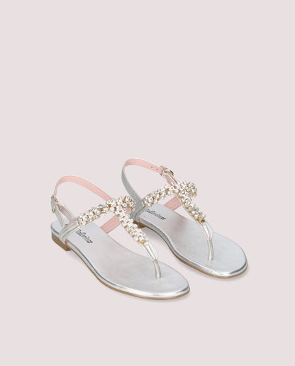 JUDY SANDAL IN SILVER METALLIC LEATHER