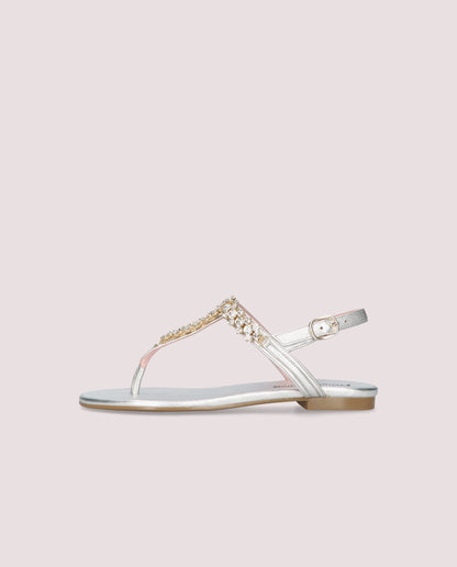 JUDY SANDAL IN SILVER METALLIC LEATHER