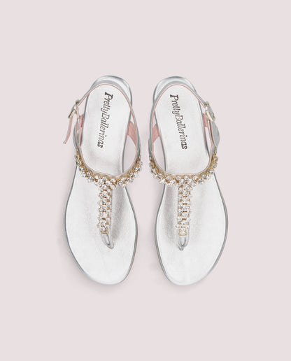 JUDY SANDAL IN SILVER METALLIC LEATHER