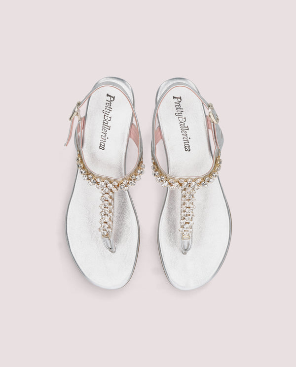 JUDY SANDAL IN SILVER METALLIC LEATHER