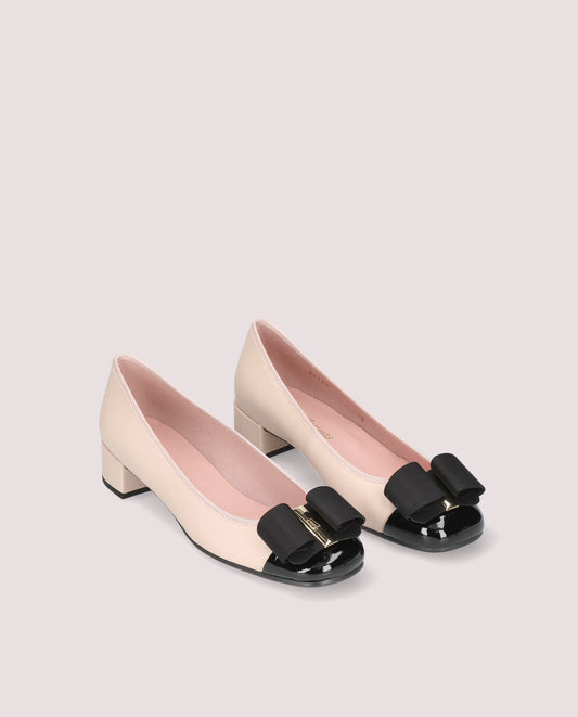 Margaux Grosgrain Bow Pump — Blush & Black