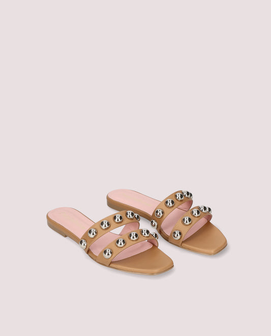 Marbella Studded Slide — Camel