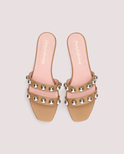 Marbella Studded Slide — Camel