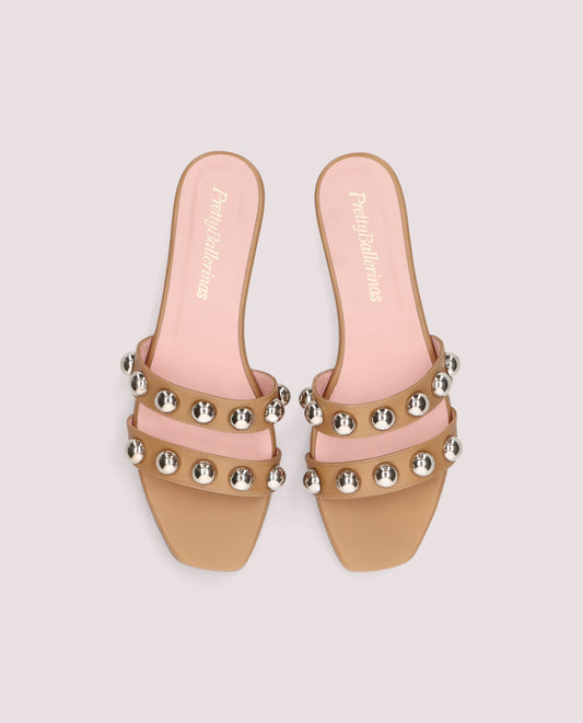 Marbella Studded Slide — Camel