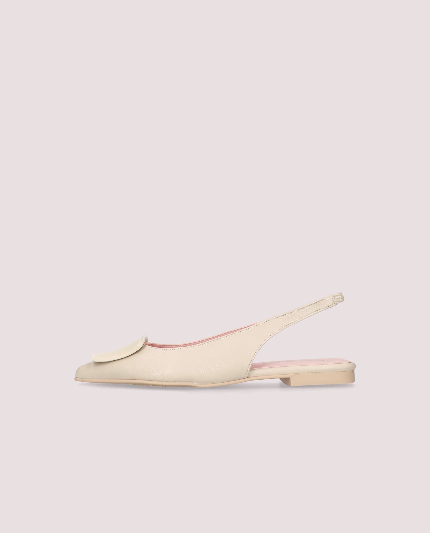 ELLA CREAM LEATHER PATENT BUCKLE FLAT SLINGBACK