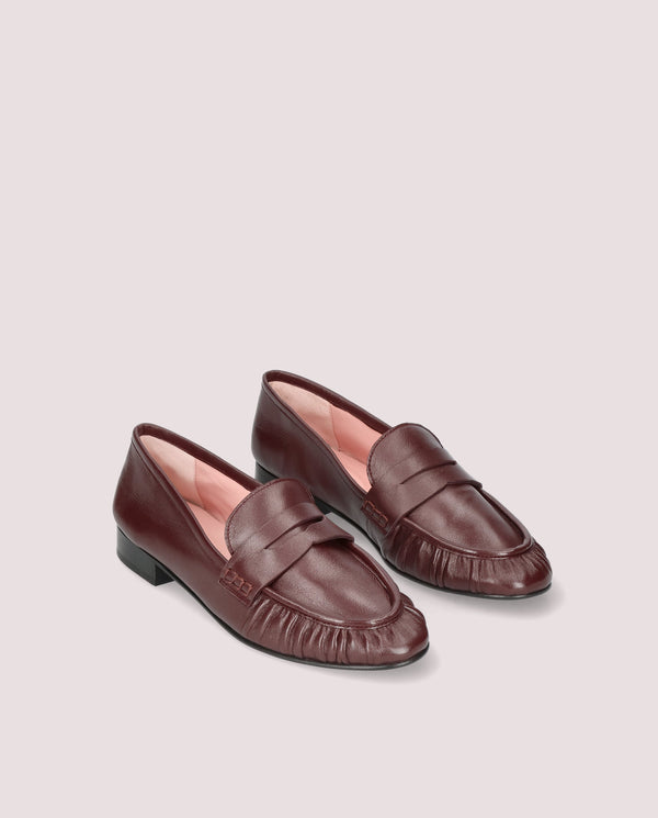 Juliette Burgundy Loafer - angled view